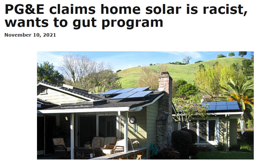 PG&E claims home solar is racist, wants to gut program